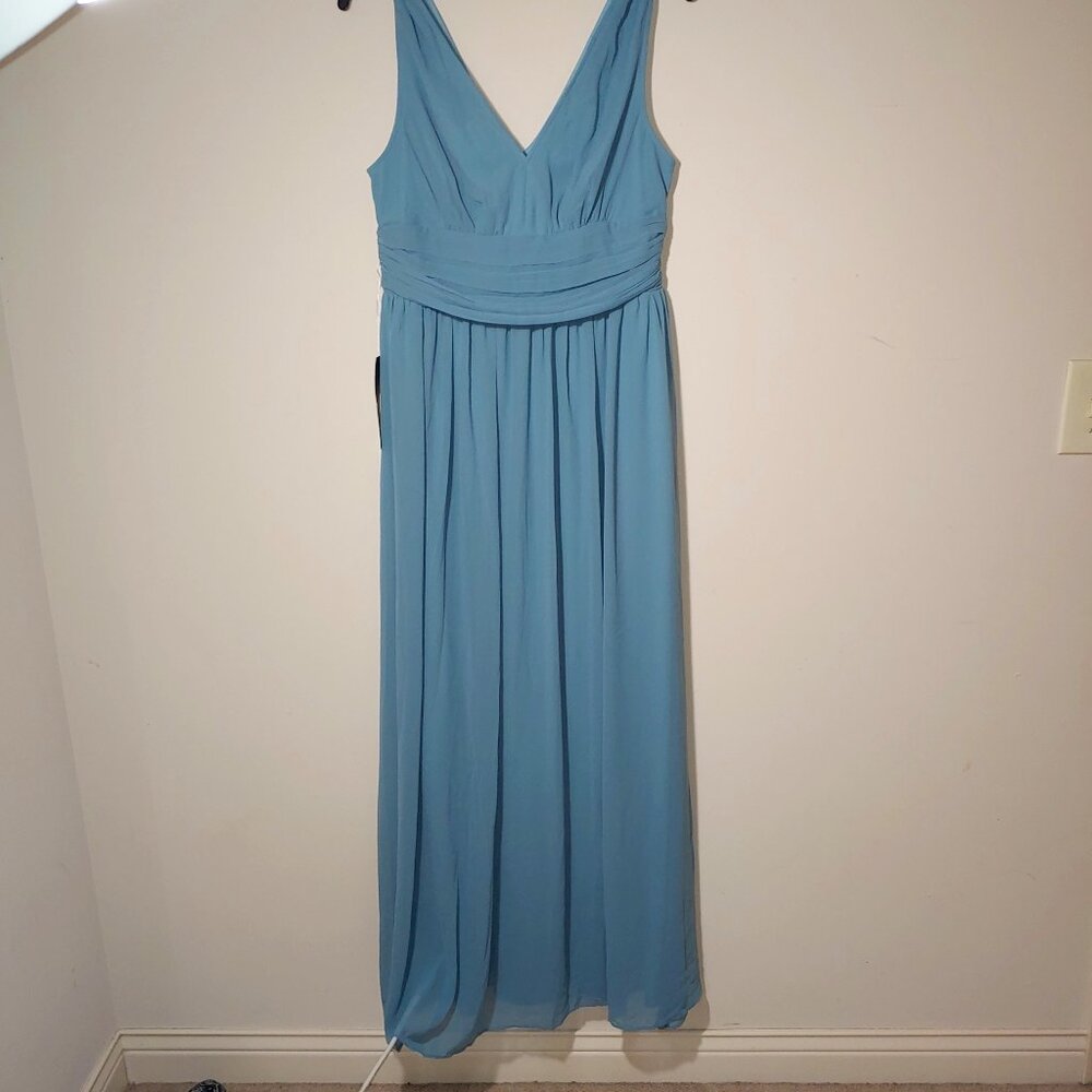 Ever Pretty Formal Maxi Sleeveless Deep V-Neck Gown Cocktail Dress Sz L Aqua